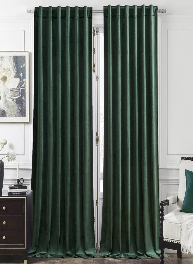 Timeper Green Velvet Curtains 120 inches 2 Panels, Blackout Curtains for Bedroom Living Room Thermal Insulated Luxury Super Soft Window Drapes,Back Tab & Rod Pocket,W52 x L120 inches - Image 1